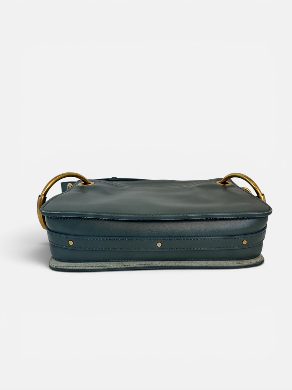 Chloé Roy Small Leather Shoulder Crossbody Bag Blue Green Gold Hardware - Picture 9 of 11
